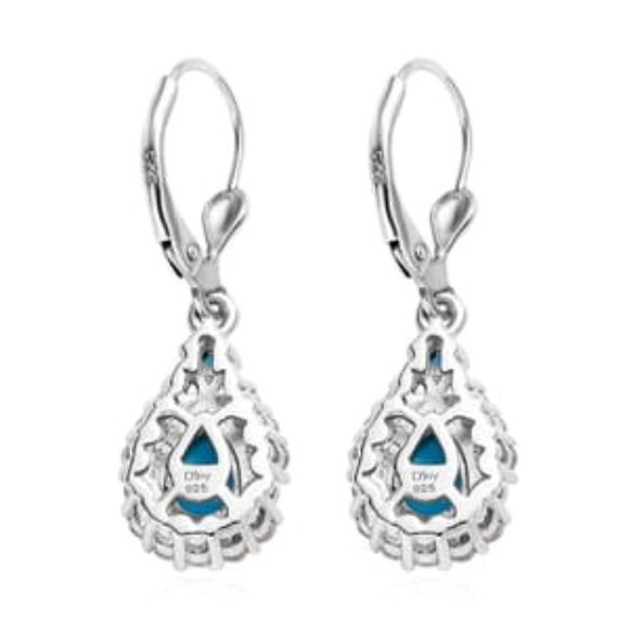 Genuine Sleeping Beauty Turquoise and Multi Gemstone Lever Back SS Earrings NWT - Picture 4 of 5